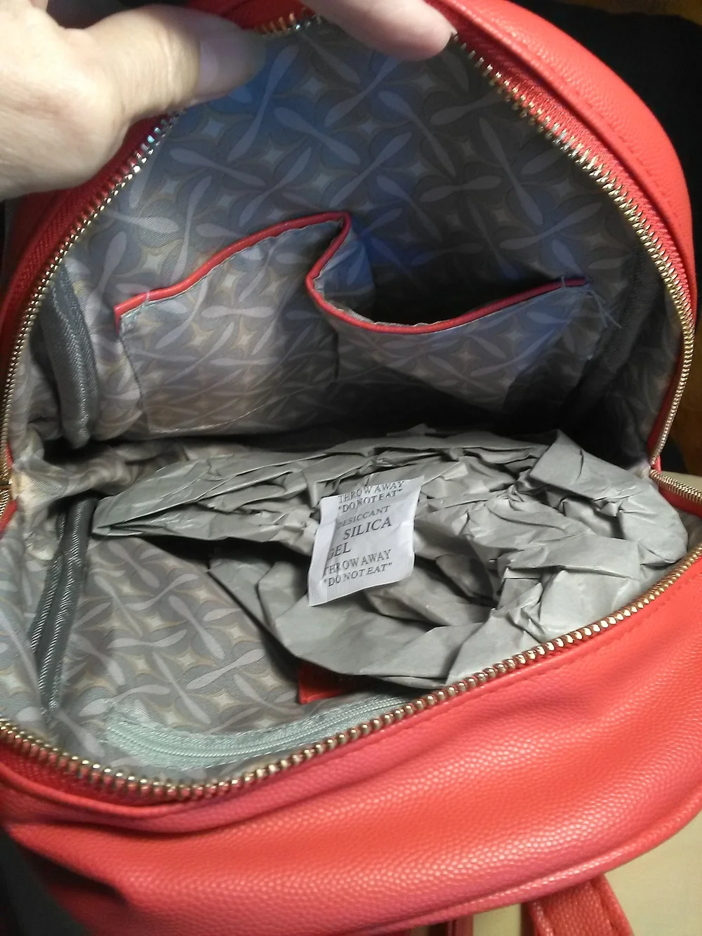 NWT CHRISTIAN LACROIX Red Mini Backpack Bag GOLD METAL ADJ. STRAPS 9 X 10 Approx